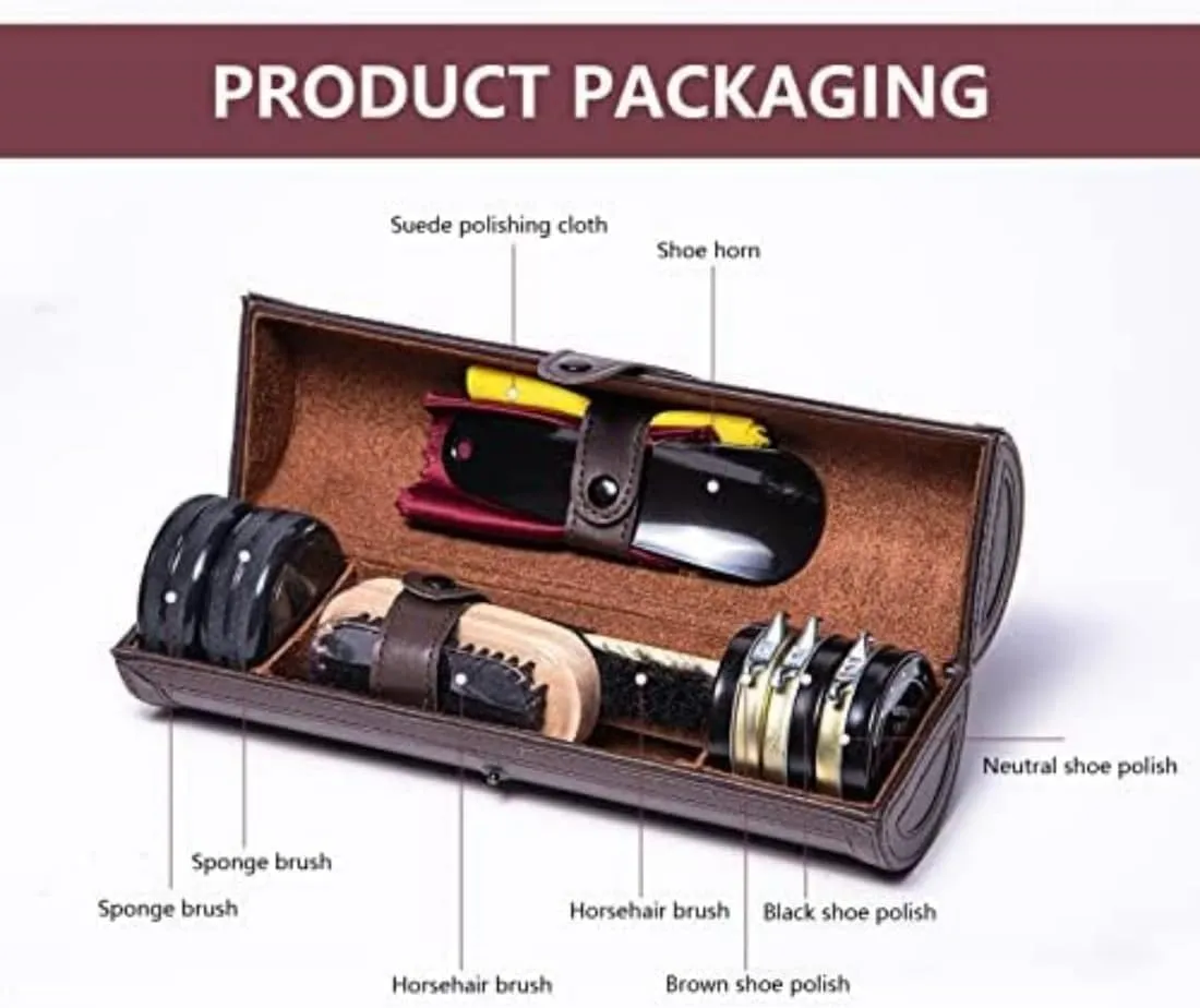 YUET 12PC Shoe Shine Kit Leather Boot Polish Kit w/Brushes and Brown, Black, Neutral Polish for Shoe Care and Cleaning