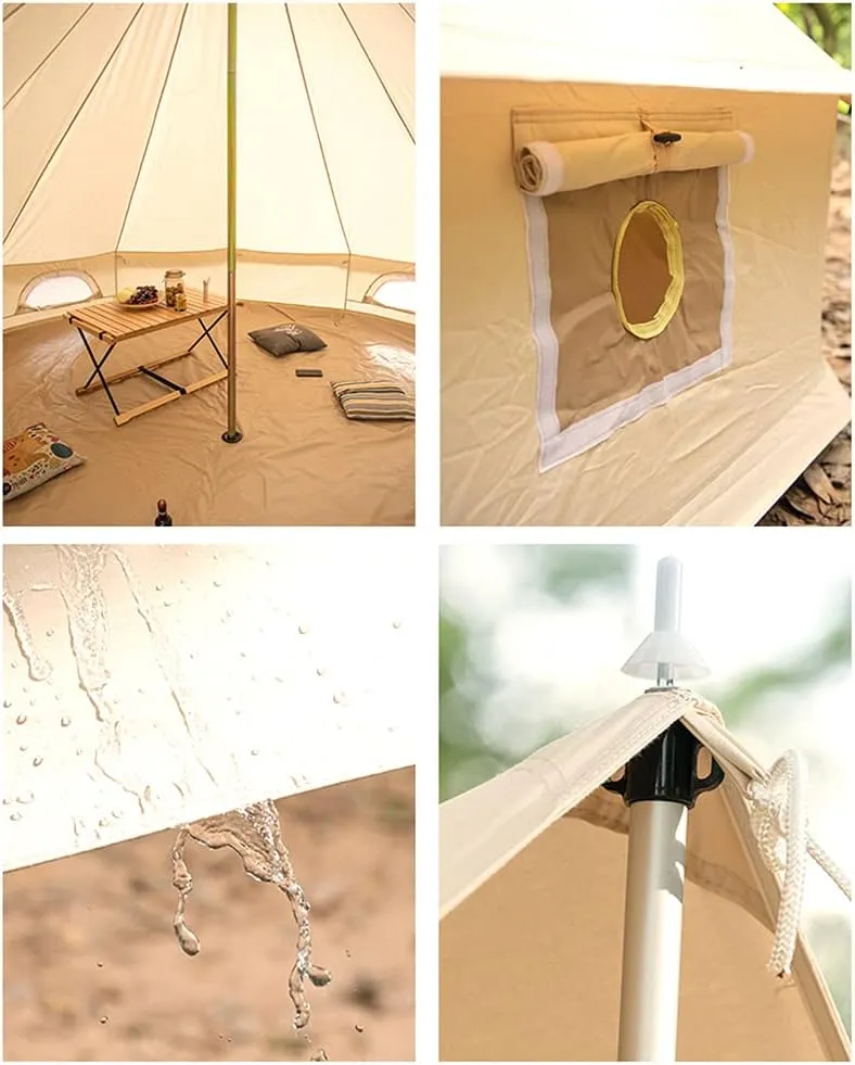 Yurt Tent Outdoor Family Camping Bell Tent with Stove Hole Camping Tipi Tent in Groundsheet, Camping, Festival, Luxury Teepee