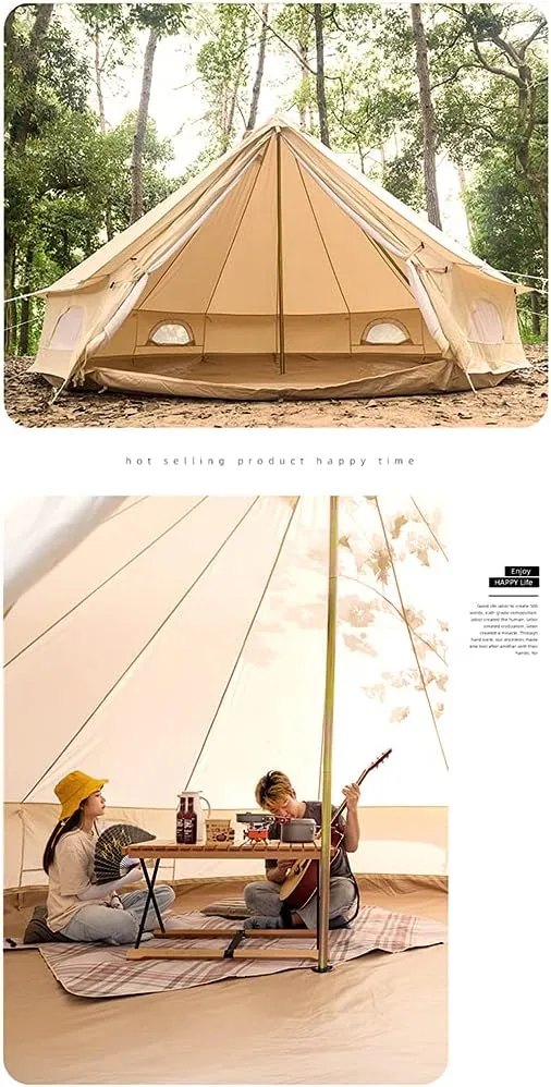 Yurt Tent Outdoor Family Camping Bell Tent with Stove Hole Camping Tipi Tent in Groundsheet, Camping, Festival, Luxury Teepee
