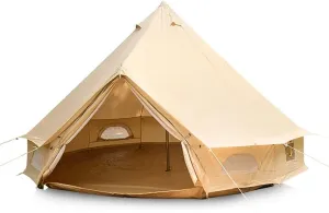 Yurt Tent Outdoor Family Camping Bell Tent with Stove Hole Camping Tipi Tent in Groundsheet, Camping, Festival, Luxury Teepee