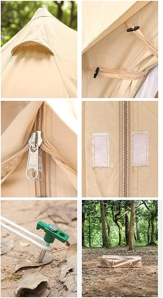 Yurt Tent Outdoor Family Camping Bell Tent with Stove Hole Camping Tipi Tent in Groundsheet, Camping, Festival, Luxury Teepee