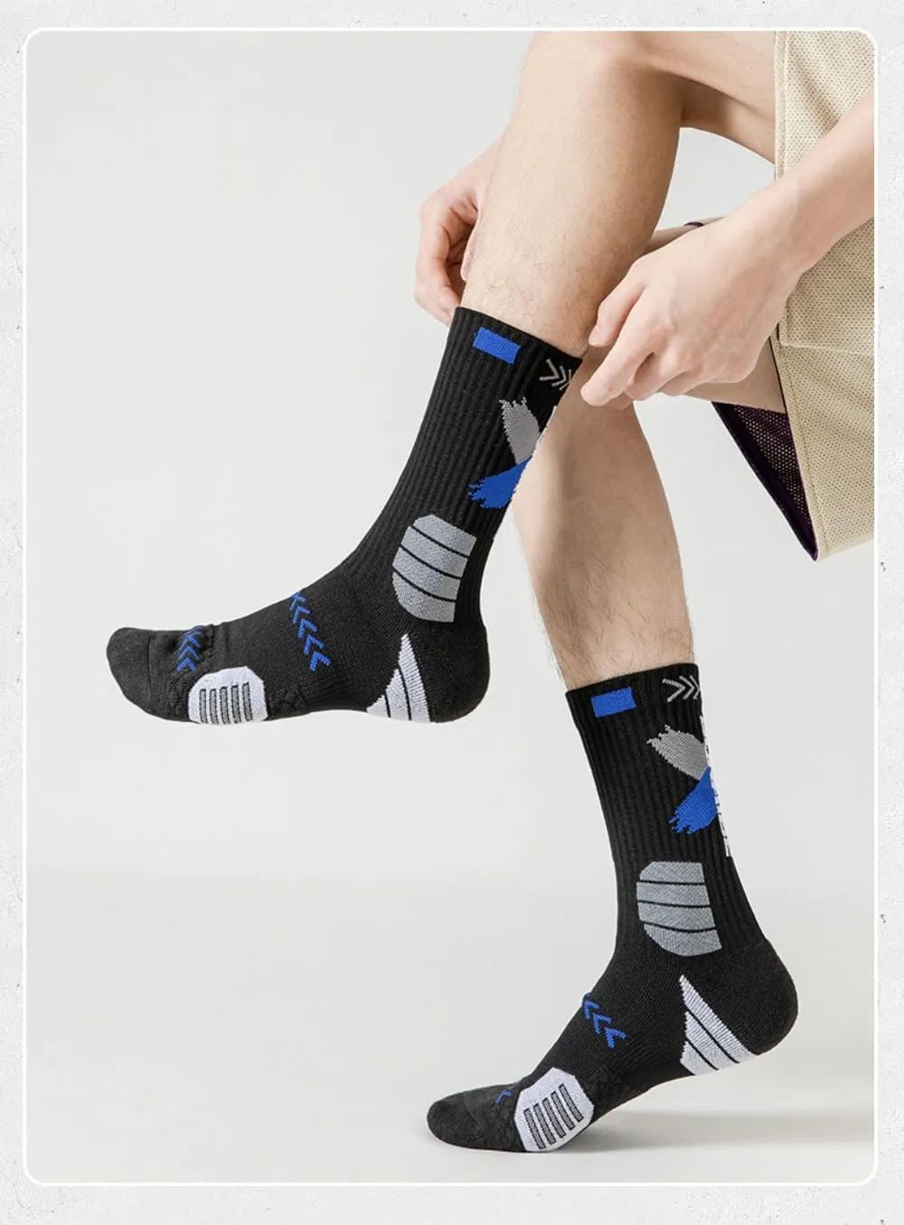 YWSLRC 5 Pairs Men's Athletic Crew Socks Performance Thick Cushioned Sport Basketball Running Training Compression Sock
