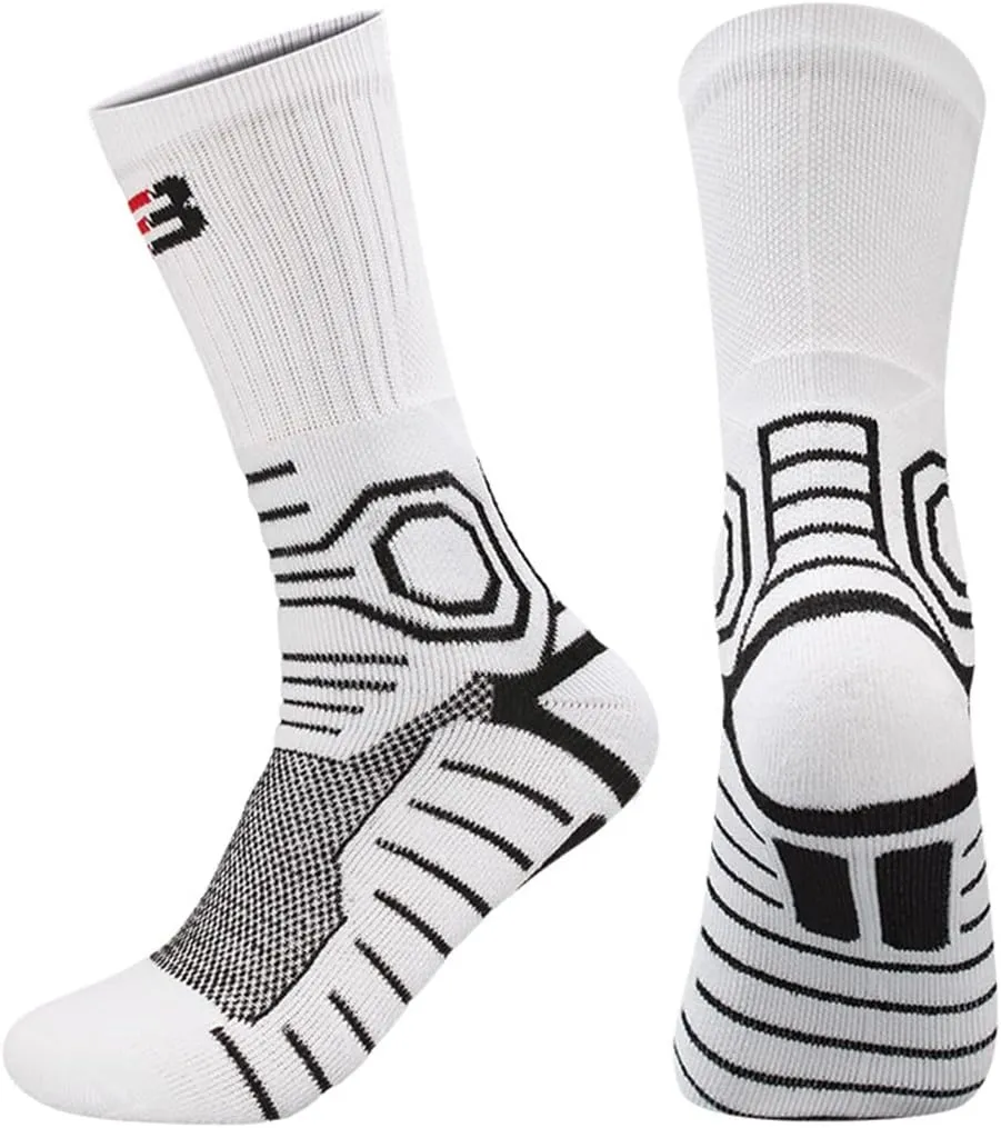 YWSLRC 5 Pairs Men's Athletic Crew Socks Performance Thick Cushioned Sport Basketball Running Training Compression Sock