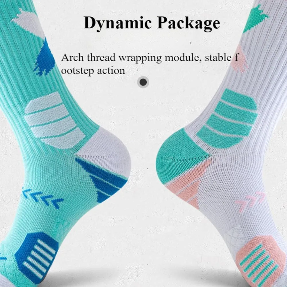 YWSLRC 5 Pairs Men's Athletic Crew Socks Performance Thick Cushioned Sport Basketball Running Training Compression Sock