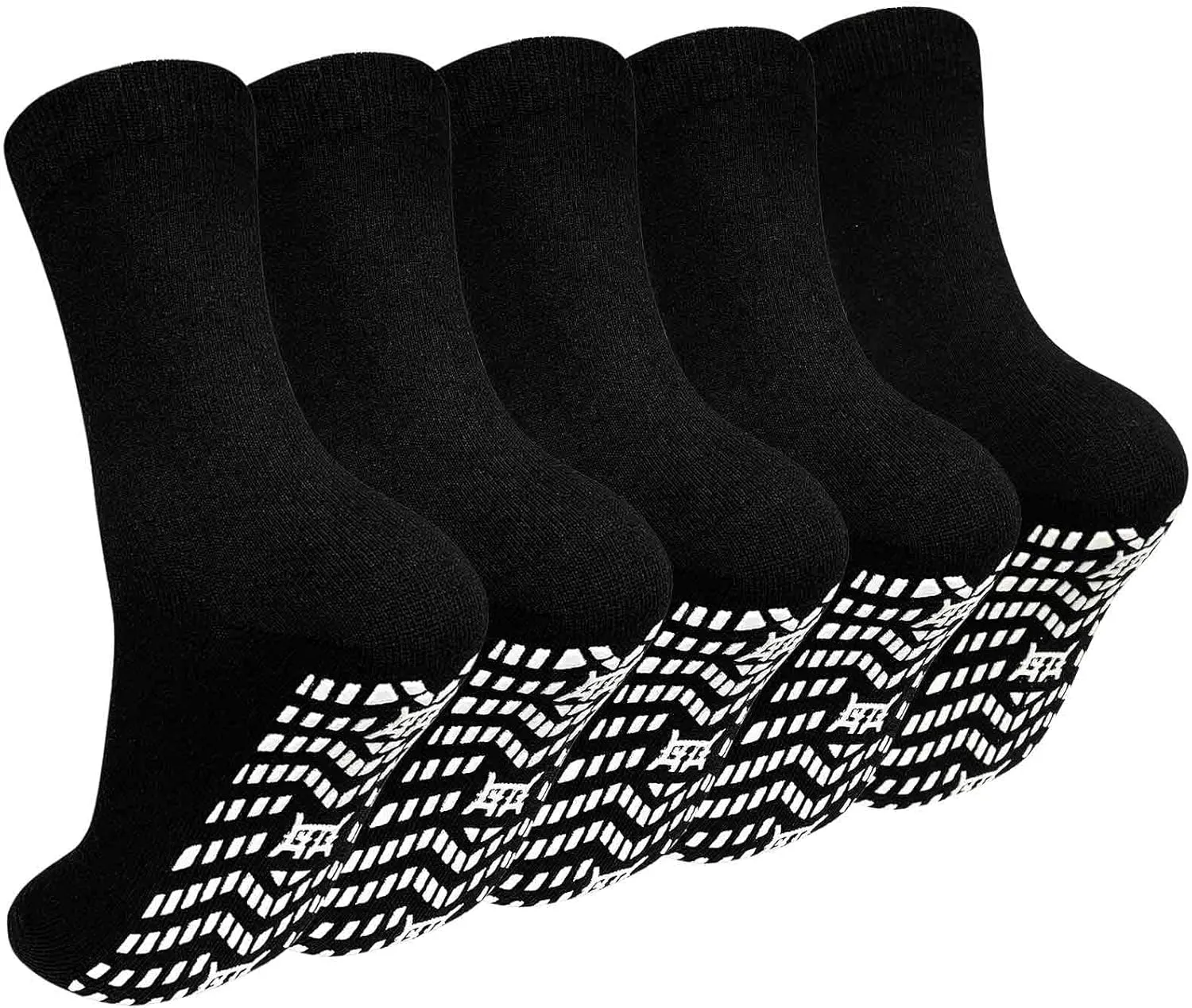 ZAKASA Non Slip Grip Socks - Non Skid Crew Grippy Socks for Men Women Anti Slip Grippers for Elderly Hospital Yoga Pilates