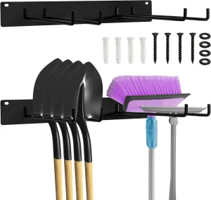 ZEAYEA 2 Pack Garage Storage Organization Wall Mount, Heavy Duty Garden Tool Organizer Hooks, Metal Folding Chair Hangers for Hanging Chairs, Mop, Broom, Shovel, Tools