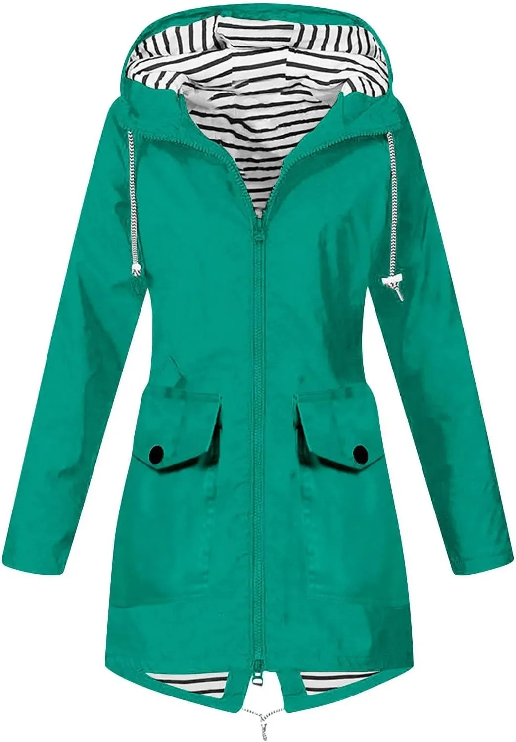 ZEFOTIM Womens Rain Jacket with Hood Waterproof Light Weight Casual Raincoat with Pockets Zip Up Hiking Jackets Clothes