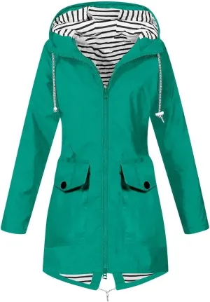 ZEFOTIM Womens Rain Jacket with Hood Waterproof Light Weight Casual Raincoat with Pockets Zip Up Hiking Jackets Clothes