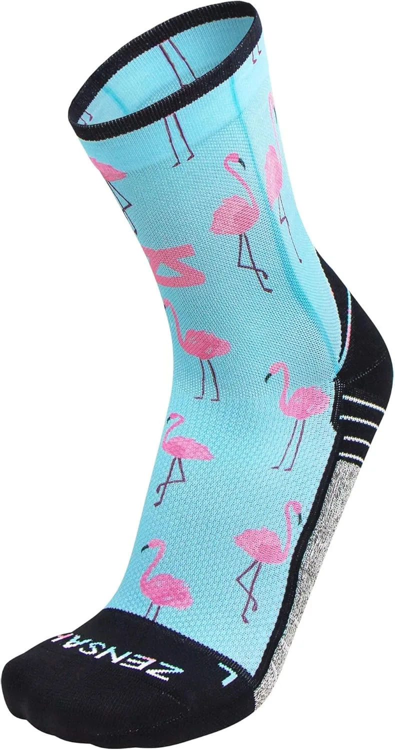Zensah Limited Edition Running Socks - Fun and Crazy Mini Crew Compression Socks, Moisture Wicking and Anti Blister