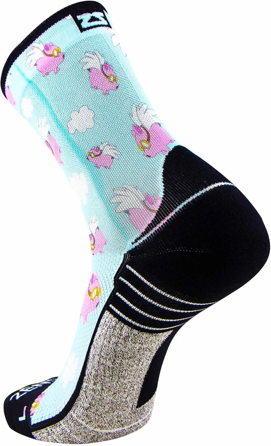 Zensah Limited Edition Running Socks - Fun and Crazy Mini Crew Compression Socks, Moisture Wicking and Anti Blister