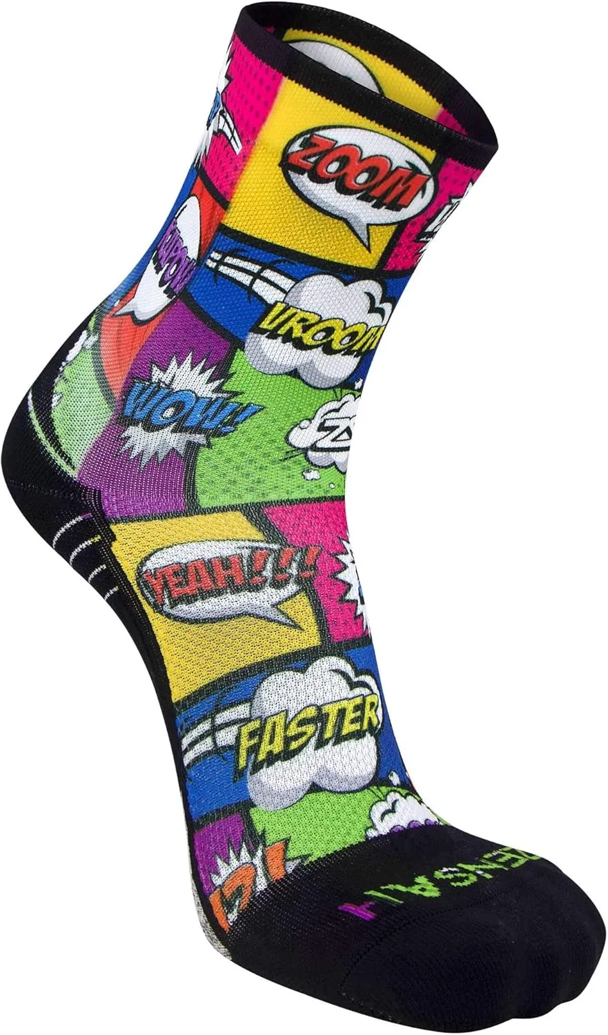 Zensah Limited Edition Running Socks - Fun and Crazy Mini Crew Compression Socks, Moisture Wicking and Anti Blister