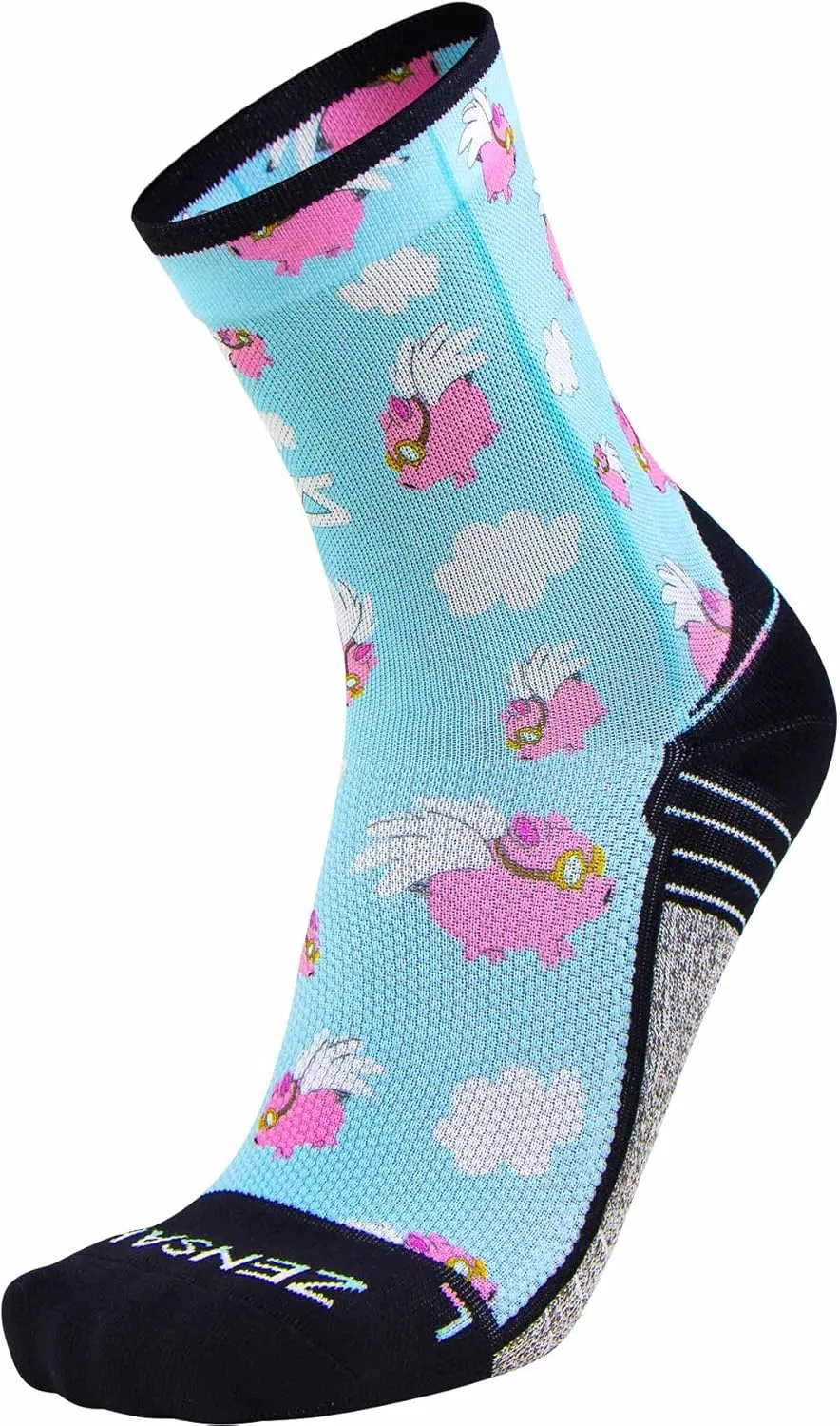 Zensah Limited Edition Running Socks - Fun and Crazy Mini Crew Compression Socks, Moisture Wicking and Anti Blister