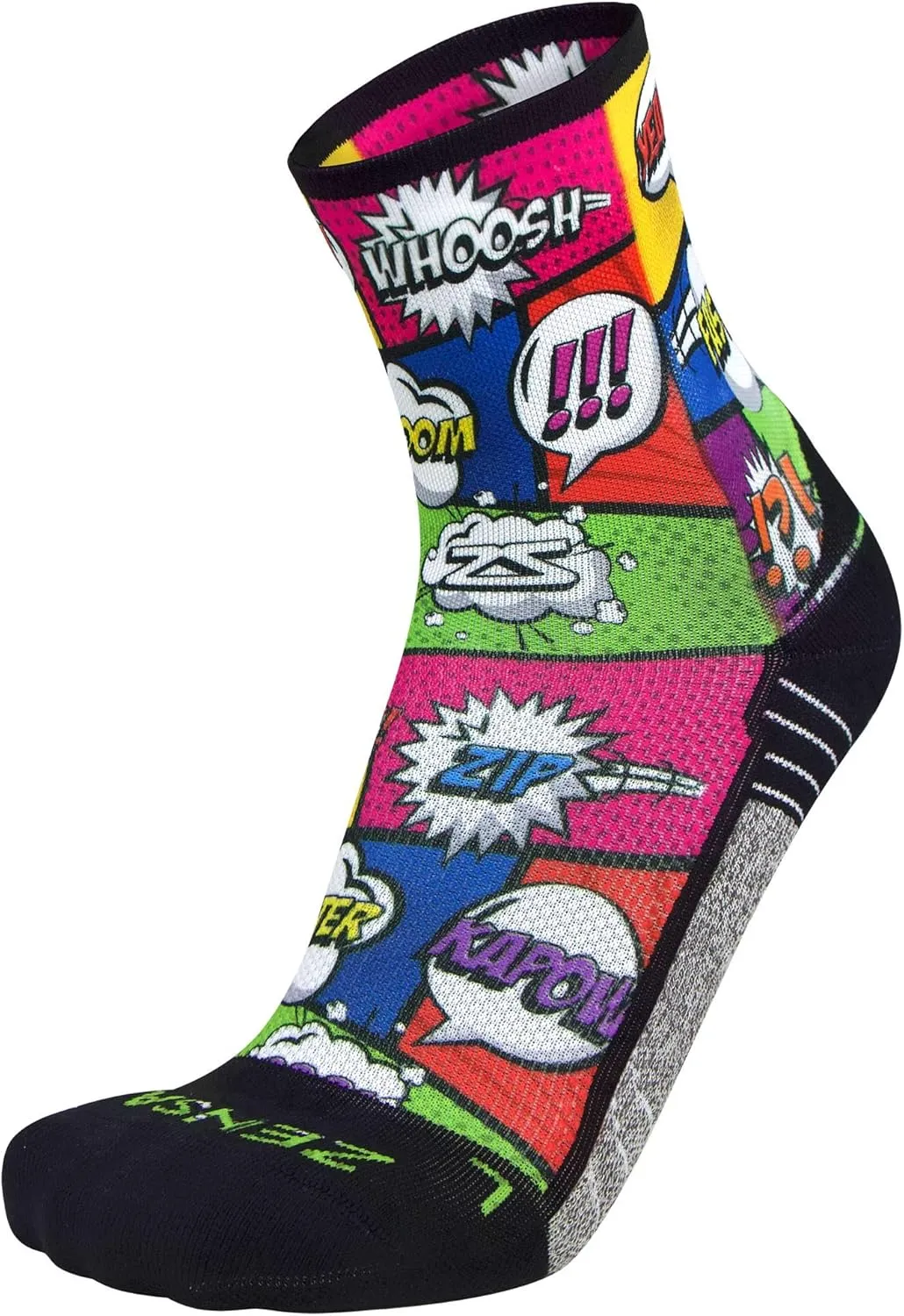 Zensah Limited Edition Running Socks - Fun and Crazy Mini Crew Compression Socks, Moisture Wicking and Anti Blister