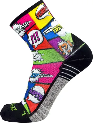 Zensah Limited Edition Running Socks - Fun and Crazy Mini Crew Compression Socks, Moisture Wicking and Anti Blister