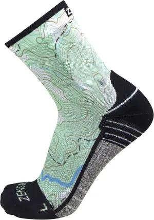 Zensah Limited Edition Running Socks - Fun and Crazy Mini Crew Compression Socks, Moisture Wicking and Anti Blister