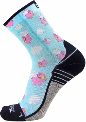 Zensah Limited Edition Running Socks - Fun and Crazy Mini Crew Compression Socks, Moisture Wicking and Anti Blister