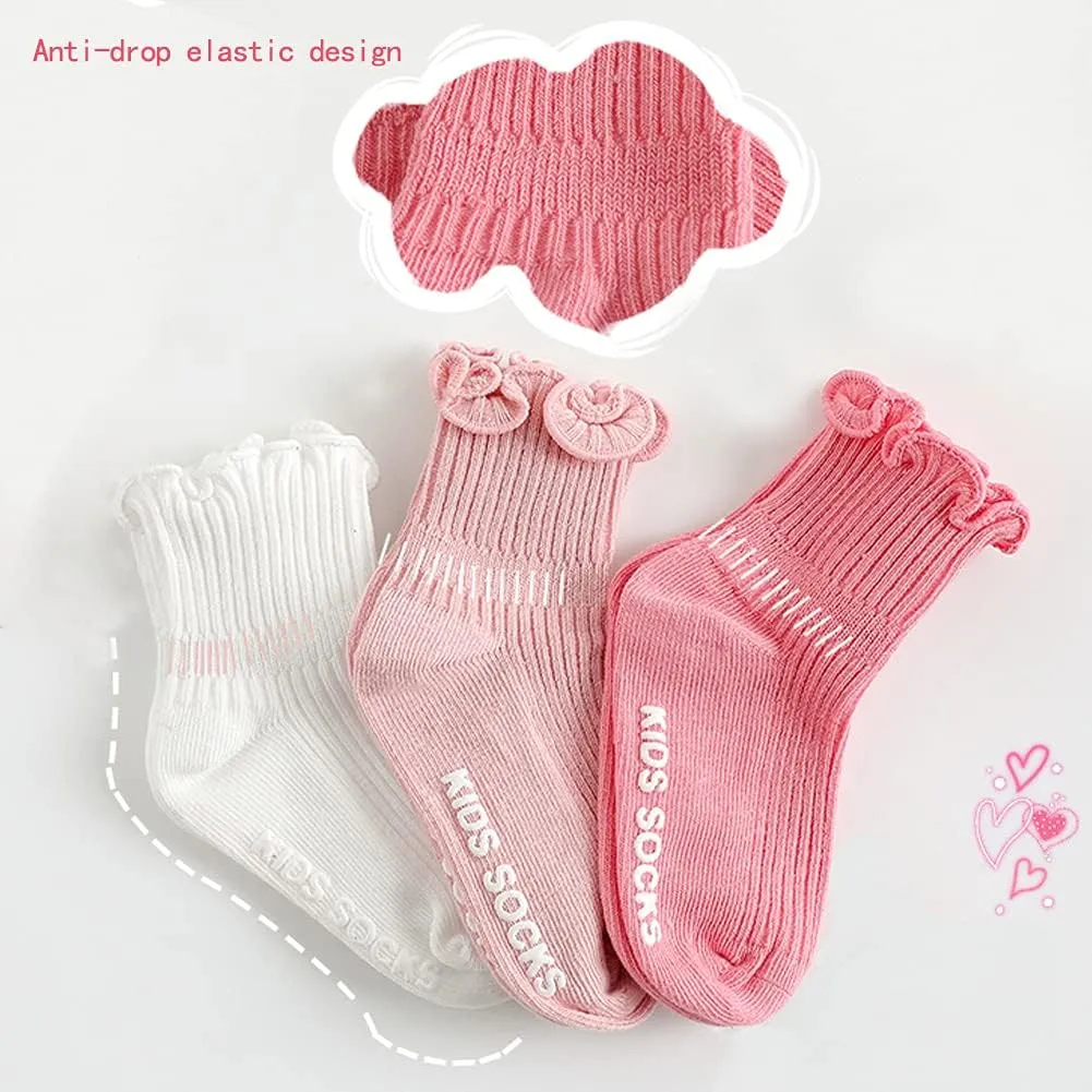 Zumou Toddler Anti Slip Non Skid Socks Baby Little Girls Frilly Ruffle 6 Pairs