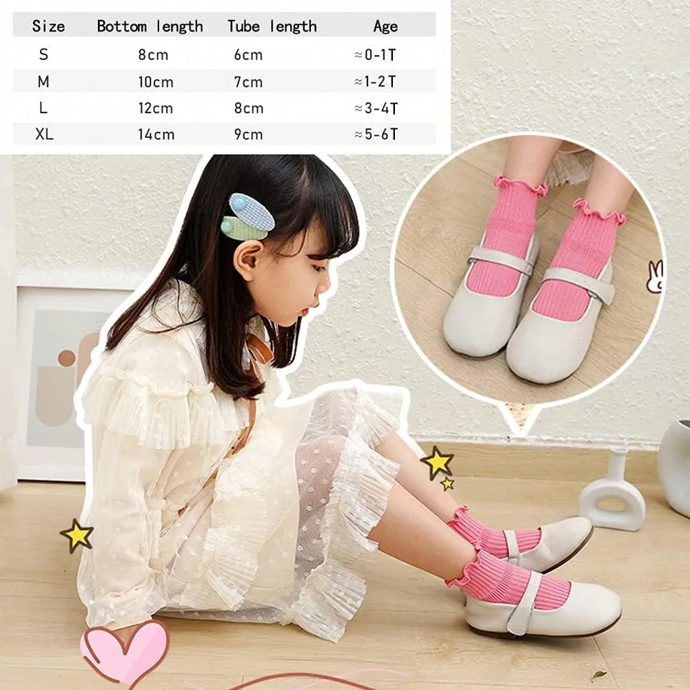 Zumou Toddler Anti Slip Non Skid Socks Baby Little Girls Frilly Ruffle 6 Pairs